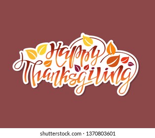 Happy Thanksgiving Day lettering label