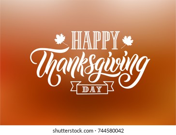 Happy thanksgiving day lettering text. Vector illustration.