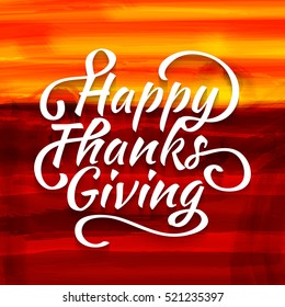 Happy Thanksgiving Day line art style lettering card.Happy Thanksgiving poster or banner.