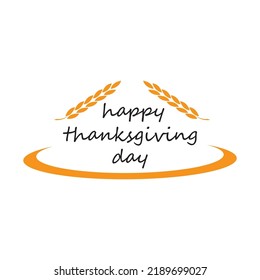 happy thanksgiving day logo design illustration template
