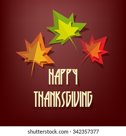 Happy Thanksgiving Day logotype, badge and icon. Paper cut out style leaves - vector illustration.