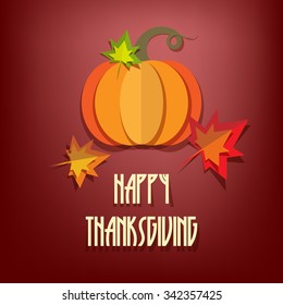 Happy Thanksgiving Day logotype, badge and icon. Happy Thanksgiving Day logo template. Thanksgiving Day card template. Happy Thanksgiving banner, flyer. Paper cut out style vector illustration.