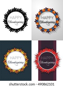 Happy Thanksgiving Day logotype, badge and icon set. Vector Illustration.