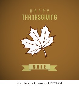 Happy Thanksgiving Day Maple Leaf sale design template.