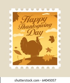 Happy Thanksgiving Day postage stamp.