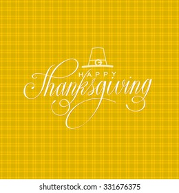 Happy Thanksgiving Day Poster Vector Illustration. Hand Lettered Text on a squared background.