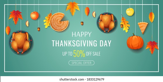 Happy Thanksgiving Day Promo Sale Flyer Stock Vector (Royalty Free)  1833129679 | Shutterstock