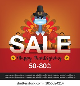 Happy thanksgiving day sale banner vector illustration