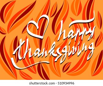 happy thanksgiving day script hand lettering text vector illustration