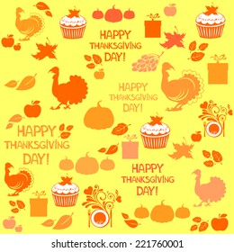 Happy thanksgiving day. Seamless autumn background. Vector Illustration 