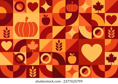 Happy Thanksgiving Day. Seamless geometric pattern. Template for background, banner, card, poster. Vector EPS10 illustration