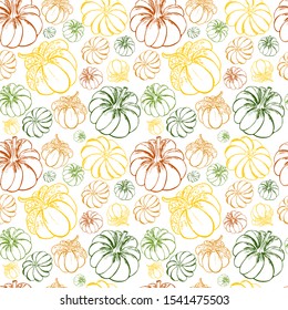 Happy Thanksgiving Day seamless pattern, hand drawn vector illustration in vintage style,  for wrapping paper, wallpaper, fabric pattern, backdrop, print, gift wrap, cover of notebook, envelope
 