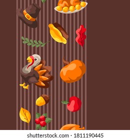 Happy Thanksgiving Day seamless pattern. Background with holiday objects.