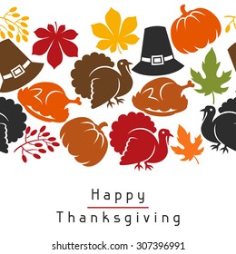 Happy Thanksgiving Day seamless pattern with holiday objects.