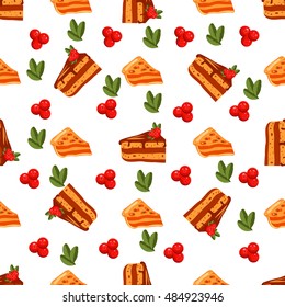 Happy Thanksgiving Day seamless pattern with holiday objects. Happy Thanksgiving Day harvest seamless pattern. Holiday decoration Thanksgiving Day seamless pattern autumn season design.