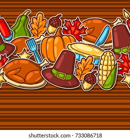 Happy Thanksgiving Day seamless pattern with holiday objects.