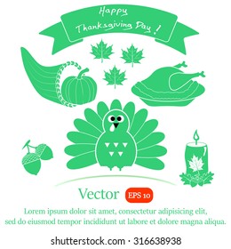 Happy Thanksgiving Day. Set vector icon