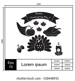 Happy Thanksgiving Day. Set vector icon