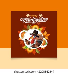 Happy thanksgiving day social media template or banner design. Suitable to use on Happy Thanksgiving day event.
