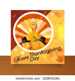 Happy thanksgiving day social media template or banner design. Suitable to use on Happy Thanksgiving day event.