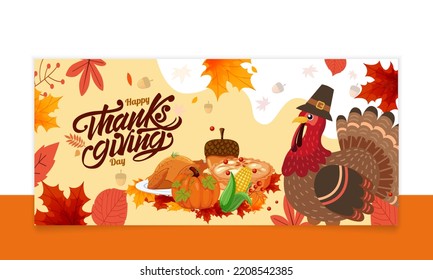 Happy thanksgiving day social media template or banner design. Suitable to use on Happy Thanksgiving day event.