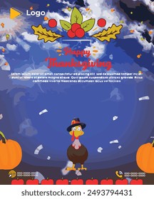 Happy thanksgiving day with social media post banner template luxury | Happy thanksgiving greeting card and poster or print template | Happy thanksgiving day with social media sale banner or instagram