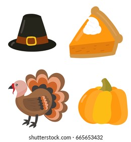 Happy thanksgiving day symbols design holiday objects fresh food harvest autumn season vector illustration