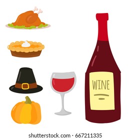 Happy thanksgiving day symbols design holiday objects fresh food harvest autumn season vector illustration