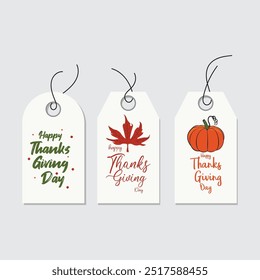 Happy Thanksgiving Day Tag Set Vector Design.