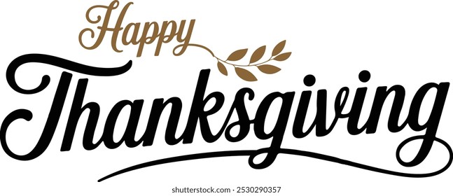 Happy Thanksgiving Day Text calligraphy vector style illustration.