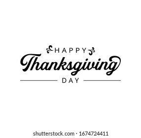 Happy thanksgiving day text word Hand drawn Lettering card. Modern brush calligraphy Vector illustration