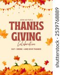 Happy Thanksgiving Day. thanks giving celebration. Happy Thanksgiving background. Cartoon Vector Illustration for Poster, Banner, Greeting Card, Flyer, Invitation Card, Cover, Template.