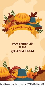 Happy Thanksgiving Day. thanks giving celebration. Happy Thanksgiving background. November 23. Cartoon Vector Illustration for Poster, Banner, Greeting Card, Flyer, Invitation Card, Cover, Template.