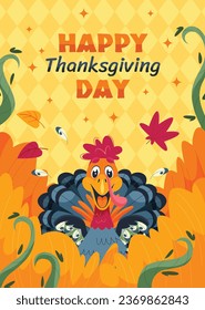 Happy Thanksgiving Day. thanks giving celebration. Happy Thanksgiving background. November 23. Cartoon Vector Illustration for Poster, Banner, Greeting Card, Flyer, Invitation Card, Cover, Template.