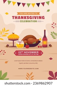 Happy Thanksgiving Day. thanks giving celebration. Happy Thanksgiving background. November 23. Cartoon Vector Illustration for Poster, Banner, Greeting Card, Flyer, Invitation Card, Cover, Template.