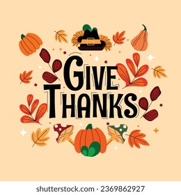 Happy Thanksgiving Day. thanks giving celebration. Happy Thanksgiving background. November 23. Cartoon Vector Illustration for Poster, Banner, Greeting Card, Flyer, Invitation Card, Cover, Template.