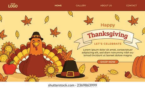 Happy Thanksgiving Day. thanks giving celebration. Happy Thanksgiving background. November 23. Cartoon Vector Illustration for Poster, Banner, Greeting Card, Flyer, Invitation Card, Cover, Template.