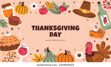 Happy Thanksgiving Day. thanks giving celebration. Happy Thanksgiving background. November 23. Cartoon Vector Illustration for Poster, Banner, Greeting Card, Flyer, Invitation Card, Cover, Template.