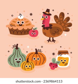 Happy Thanksgiving Day. thanks giving celebration. Happy Thanksgiving background. November 23. Cartoon Vector Illustration for Poster, Banner, Greeting Card, Flyer, Invitation Card, Cover, Template.