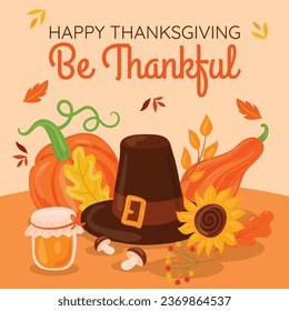 Happy Thanksgiving Day. thanks giving celebration. Happy Thanksgiving background. November 23. Cartoon Vector Illustration for Poster, Banner, Greeting Card, Flyer, Invitation Card, Cover, Template.