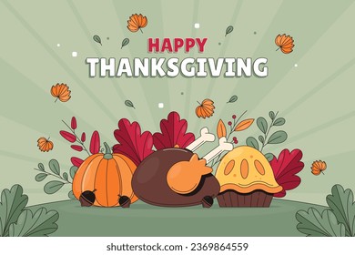 Happy Thanksgiving Day. thanks giving celebration. Happy Thanksgiving background. November 23. Cartoon Vector Illustration for Poster, Banner, Greeting Card, Flyer, Invitation Card, Cover, Template.