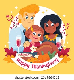 Happy Thanksgiving Day. thanks giving celebration. Happy Thanksgiving background. November 23. Cartoon Vector Illustration for Poster, Banner, Greeting Card, Flyer, Invitation Card, Cover, Template.