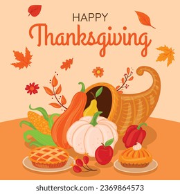 Happy Thanksgiving Day. thanks giving celebration. Happy Thanksgiving background. November 23. Cartoon Vector Illustration for Poster, Banner, Greeting Card, Flyer, Invitation Card, Cover, Template.