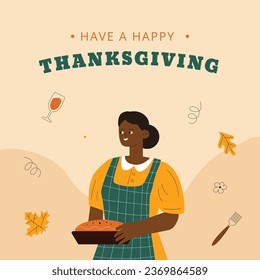 Happy Thanksgiving Day. thanks giving celebration. Happy Thanksgiving background. November 23. Cartoon Vector Illustration for Poster, Banner, Greeting Card, Flyer, Invitation Card, Cover, Template.