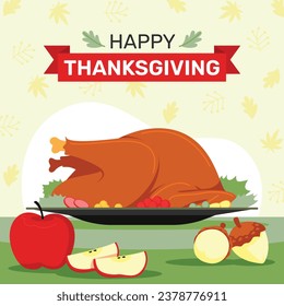 Happy Thanksgiving Day. thanks giving celebration. Happy Thanksgiving background. November 23. Cartoon Vector Illustration template for Poster, Banner, Greeting Card, Flyer, Card, Cover.