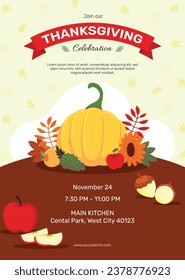 Happy Thanksgiving Day. thanks giving celebration. Happy Thanksgiving background. November 23. Cartoon Vector Illustration template for Poster, Banner, Greeting Card, Flyer, Card, Cover.