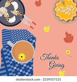 Happy Thanksgiving Day. thanks giving celebration. Happy Thanksgiving background. November  Cartoon Vector Illustration template 