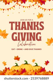 Happy Thanksgiving Day. thanks giving celebration. Happy Thanksgiving background. Cartoon Vector Illustration for Poster, Banner, Greeting Card, Flyer, Invitation Card, Cover, Template.