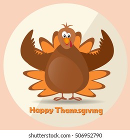 Happy Thanksgiving Day Turkey Autumn Traditional Holiday Banner Flat Vector Illustration