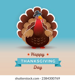 Happy Thanksgiving Day turkey background - vector illustration Thanksgiving vintage style